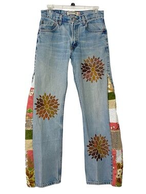 Upcycled Levi’s 505 Custom Jeans Waist 27 Womens Size 4 Small Levis OOAK Floral